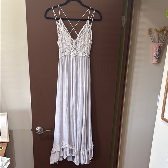 Free People Dresses & Skirts - Free People Pale Gray Adella Maxi Slip Dress